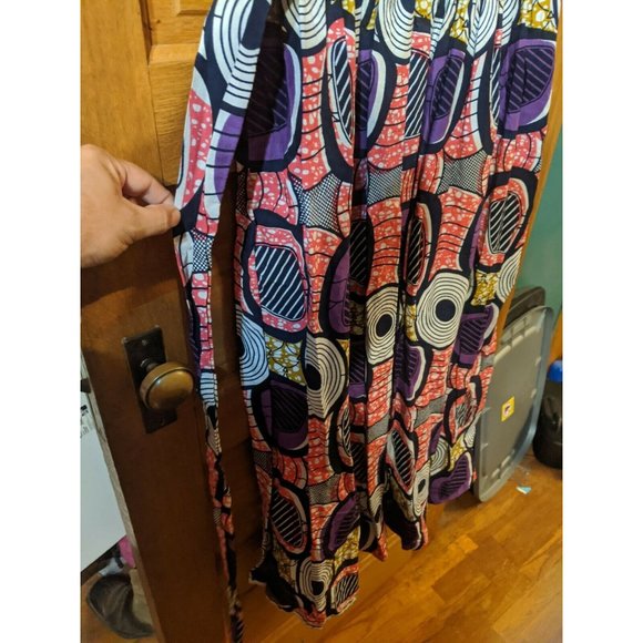 Gypsy Bright Skirt Flare Boho Maxi Pink Purple Navy Blue Bow Tie Waist 33 W 43 L - Picture 2 of 10